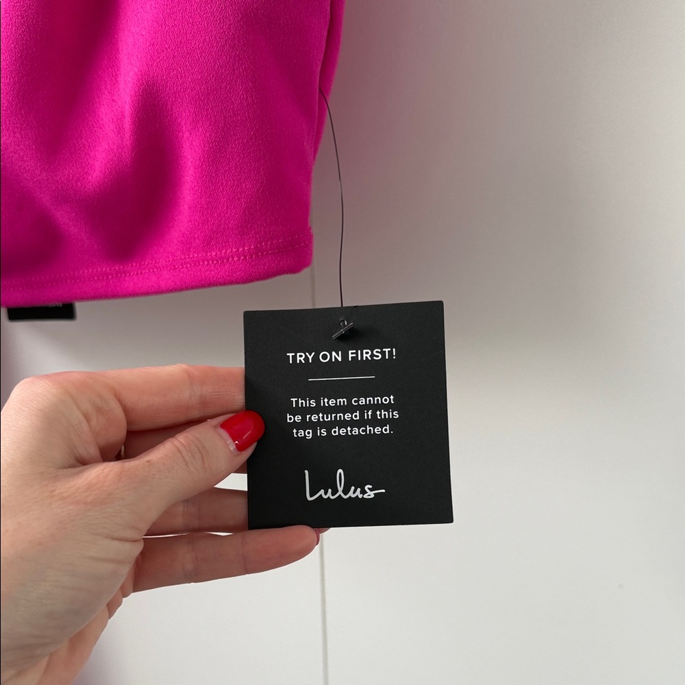 Lulu's Fuchsia Wide Leg Pants & Crop Top Set - Picture 3 of 9